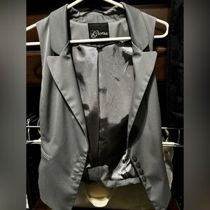 Guess Silver-Gray Satin-Lined Blazer